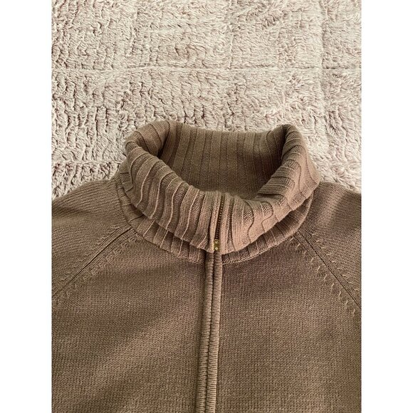 Karen Scott Womens Tan Zip-Up Cardigan Sweater Large Cotton Blend With Pockets & - Picture 10 of 16
